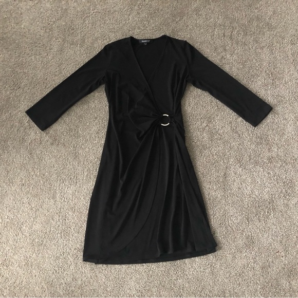 Glamour  Party Dress 4P Faux Wrap stretchy gathered side rhinestone’s buckle - Picture 10 of 15